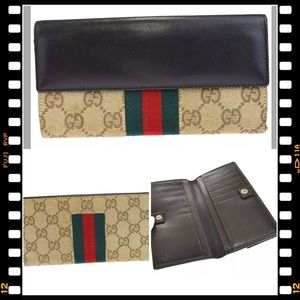 💖Gucci Monogram Canvas Leather GG Bifold Wallet